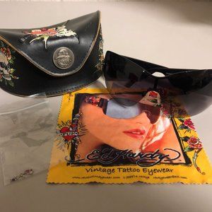 ED HARDY EHS023 BLACK SUNGLASSES WITH CASE